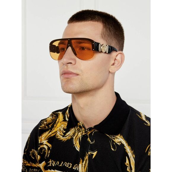 NEW Versace VE4391 GB1/7 Black Orange Shield Unisex Sunglasses main image 11